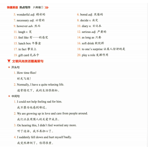 初中快捷英语热点写作八年级-艾瑞克网